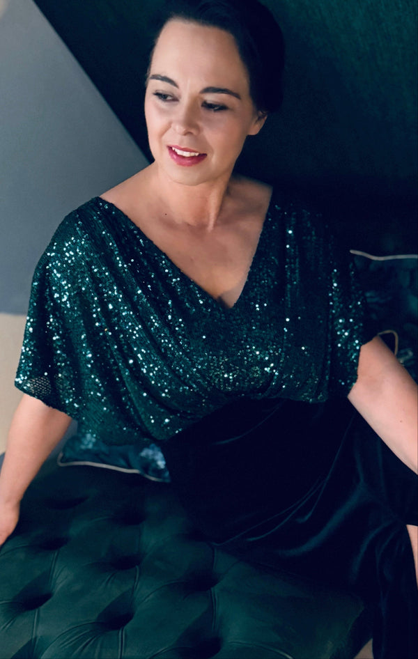 Sukienka cekinowo - welurowa